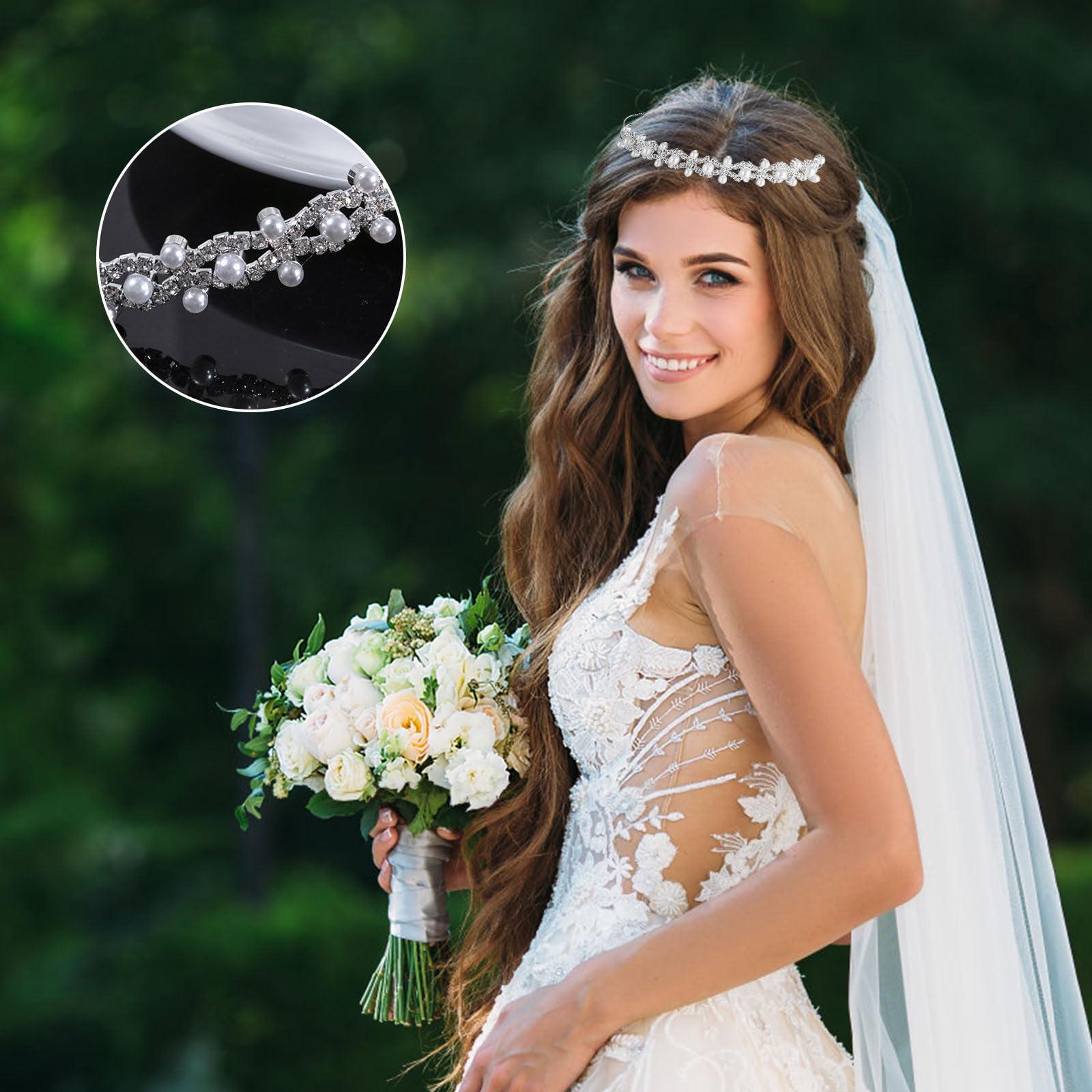 JWICOS Cerchietto per capelli da sposa in cristallo per