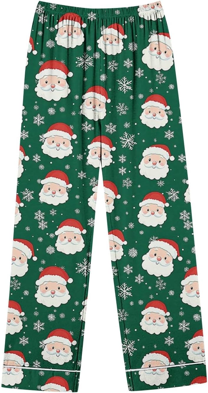 Christmas Pajamas for Women Set Long Sleeve Button Down Shirt and Pants 2Pcs Pjs Sets Sleepwear Holiday Loungewear