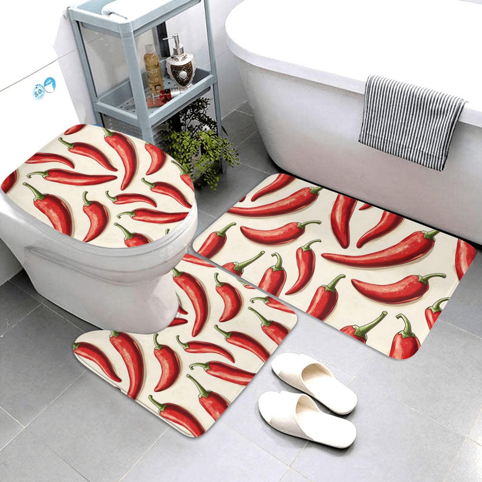 Tapis de salle de bain piment rouge pour dynamiser votre décoration de baignoire