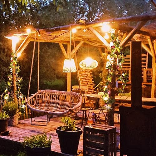 Miniatura 6 de Guirnalda de luces con 8 modos de luz, 6 pies, 20 luces LED de rosas para decoración de interiores y exteriores, luz de hadas para mujeres, boda,