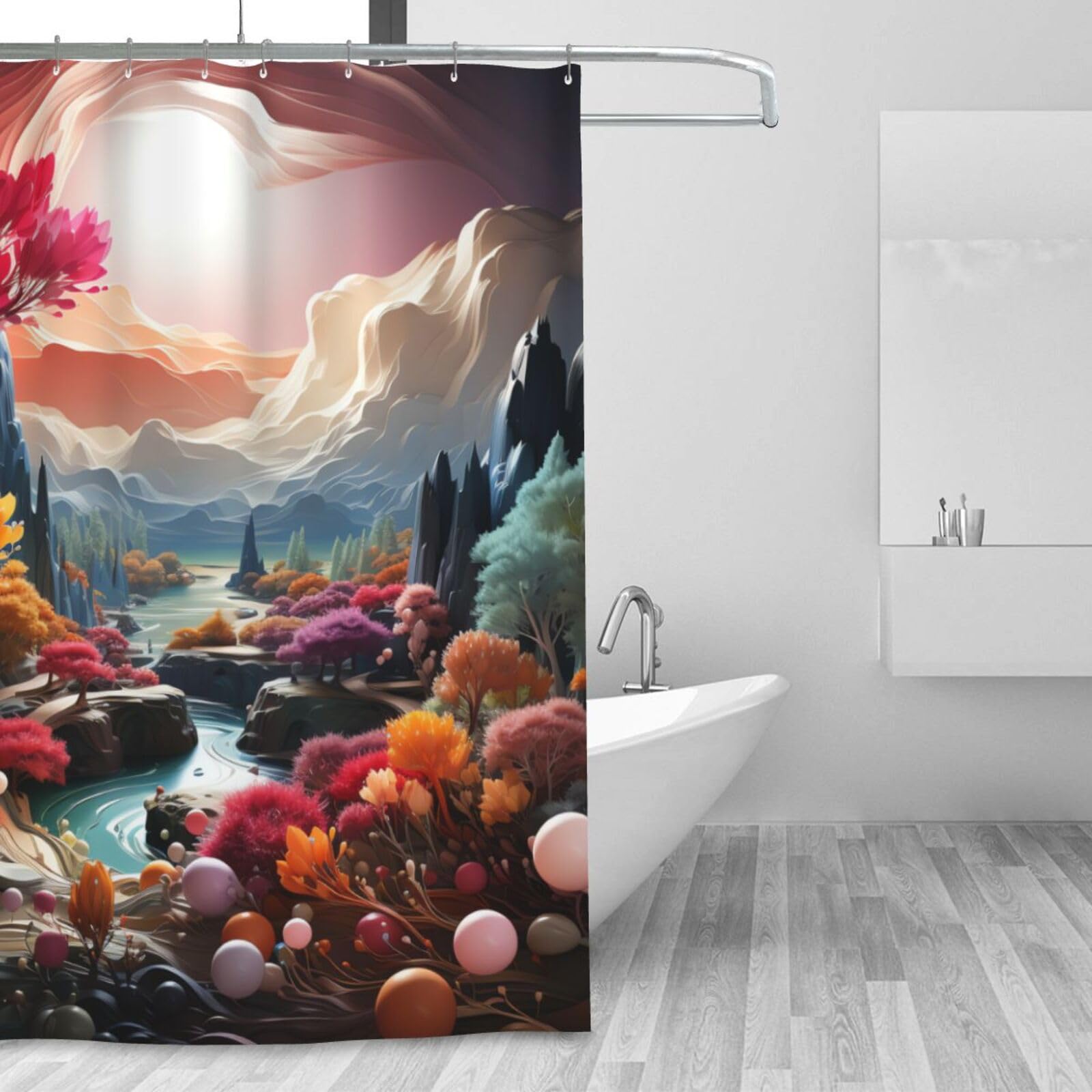 Rideau de douche moderne Garden Full of Fun imperméable pour stopper les éclaboussures