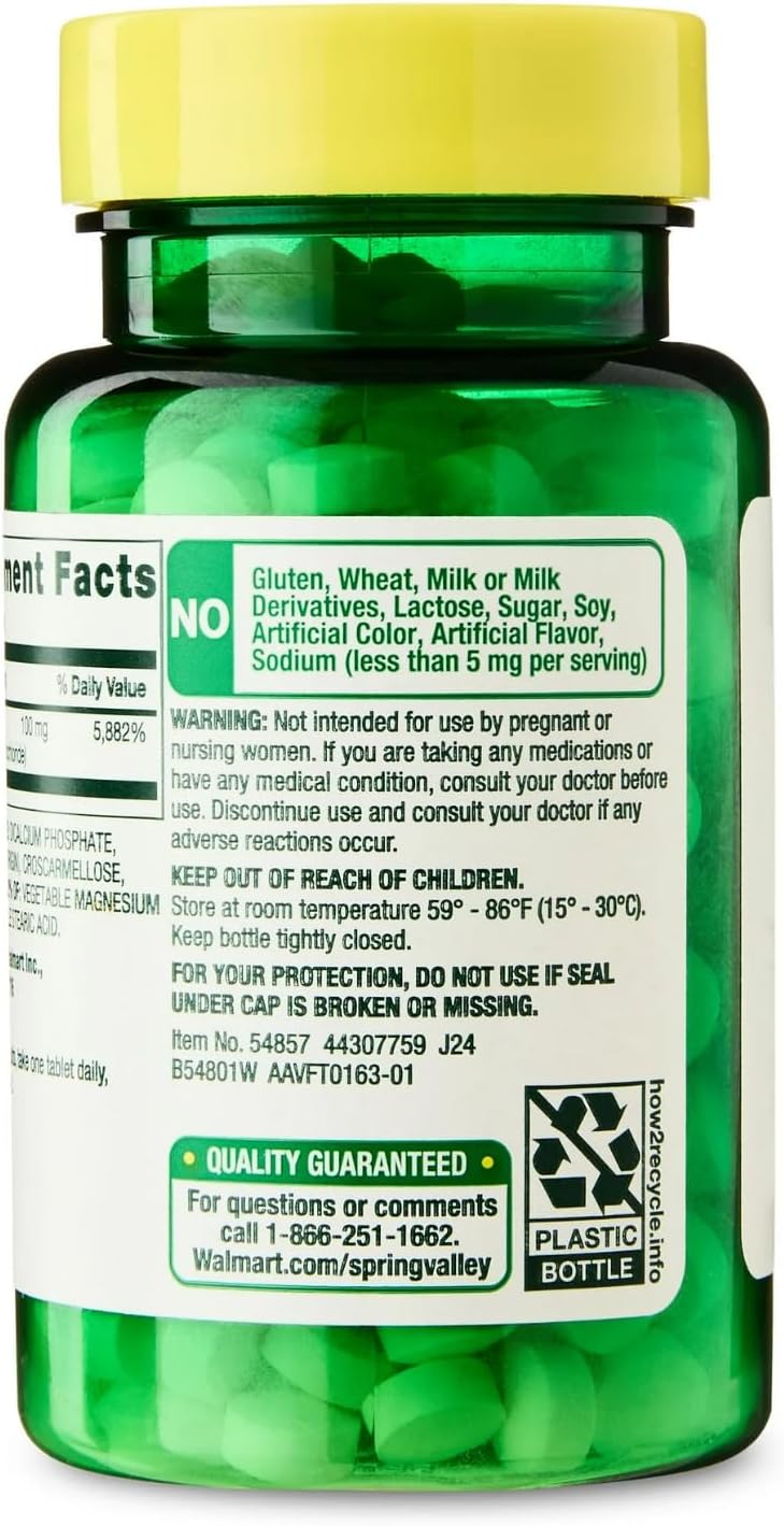 Spriing Valleey Vitamin B6 100 mg Tablets, 250 Count – Dietary Supplement for Nervous System & Metabolism Support (Pack of 2)