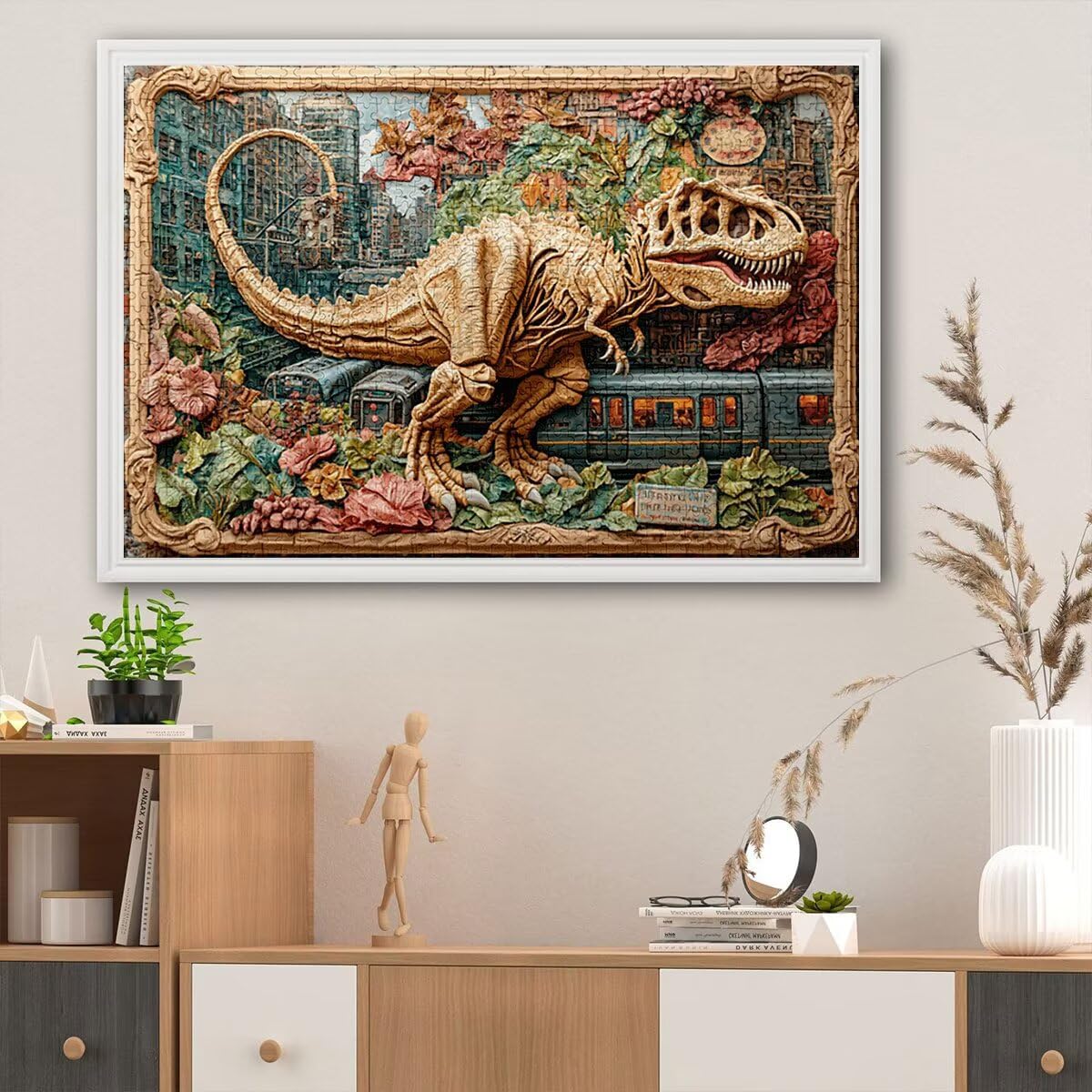 Puzzle 5000 elementów, dinozaury, kwiaty 5000 elementów dla dorosłych, drewniane puzzle dla dorosłych, trudna łamigłówka, gra logiczna dla całej rodziny, drewniane puzzle do dekoracji salonu, prezenty