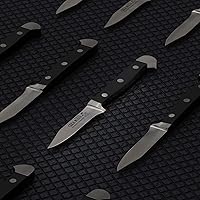 Vista 4 de Gude Alpha Series - Cuchillo de pelar forjado de doble refuerzo con mango Hostaform negro de 3 pulgadas, fabricado en Solingen, Alemania desde 1910