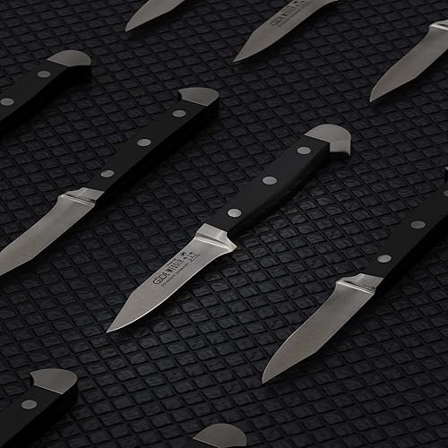 Miniatura 4 de Gude Alpha Series - Cuchillo de pelar forjado de doble refuerzo con mango Hostaform negro de 3 pulgadas, fabricado en Solingen, Alemania desde 1910