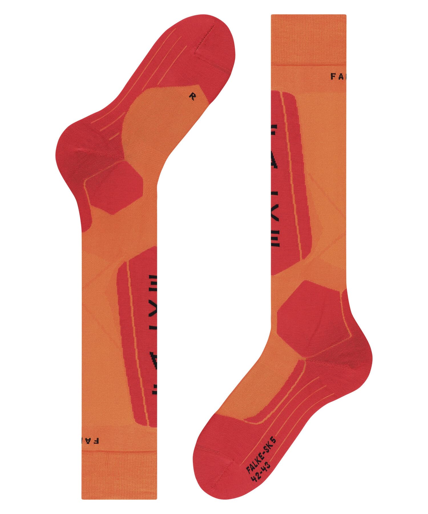 FALKE Mężczyźni Skarpety narciarskie SK5 Expert M Kh jedwabny materiał funkcjonalny ciepłe cienkie 1 Para, Pomarańczowy Flash Orange 8034, 44-45