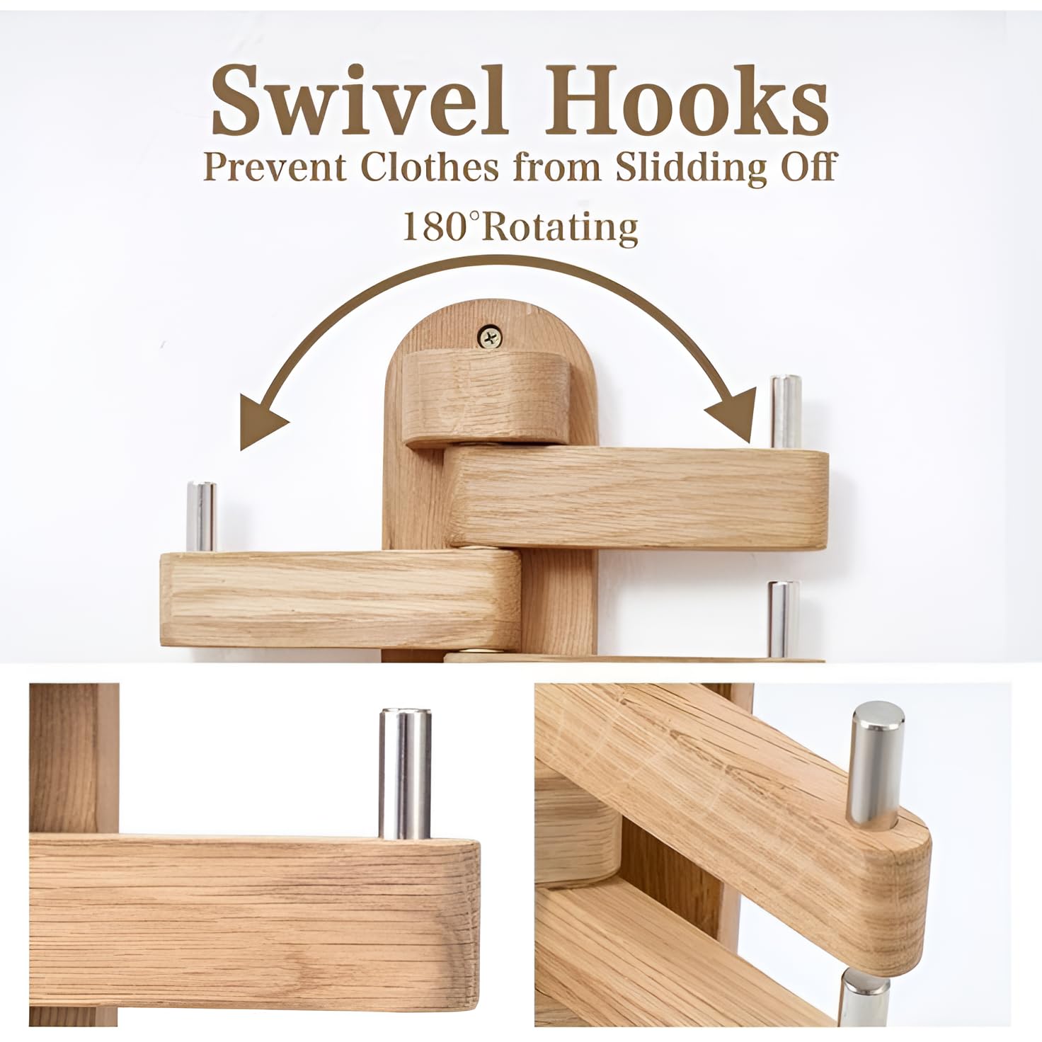 Keebori Modern Scandinavian Entryway Wall Organizer, Hat and Coat Hanger Rack, Multi-Hook Wooden Wall Hooks for Jackets, Bags, Hats, Scarves, Bedroom, Hallway, Mudroom Home Storage Décor 2
