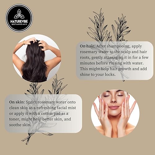 Miniatura 7 de Naturevibe Botanicals - Agua de romero, 100% pura y natural, ideal para el cuidado de la piel y el cuidado del cabello, 32 onzas