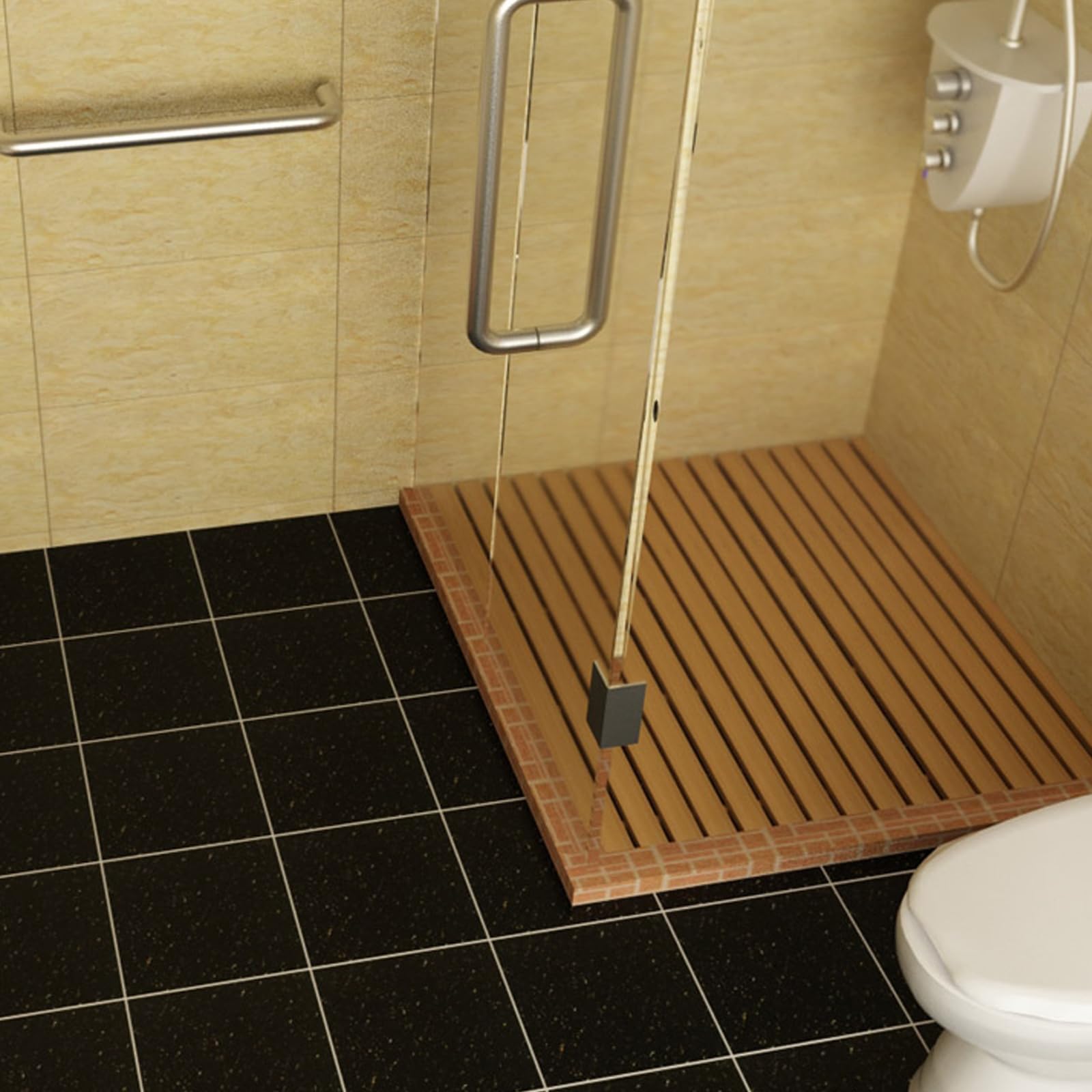 Alfombrilla de baño de madera antideslizante personalizada de bambú, impermeable, para spa, sauna, jacuzzi, piscina, 100 x 45 cm