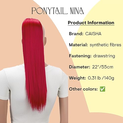 Miniatura 2 de CAISHA 22" Hairpiece Extensión Cola de caballo Cordón Voluminoso Straigtht Rojo PH516