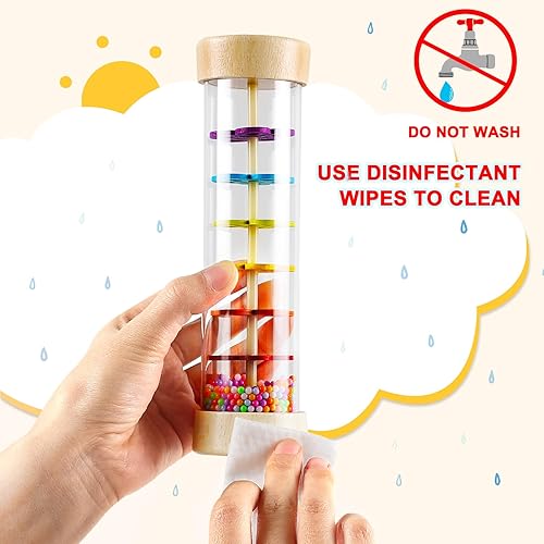 Miniatura 6 de LOOIKOOS Rainmaker Rain Stick Instrumento musical para bebés, sonajero para bebés, juguete de desarrollo sensorial, gotas de lluvia, instrumento