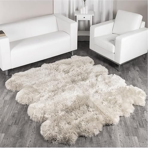 Vista 117 de HUAHOO Alfombra de oveja auténtica de alta calidad, piel de oveja australiana, esponjosa, de lujo, natural, de piel de cordero esponjosa