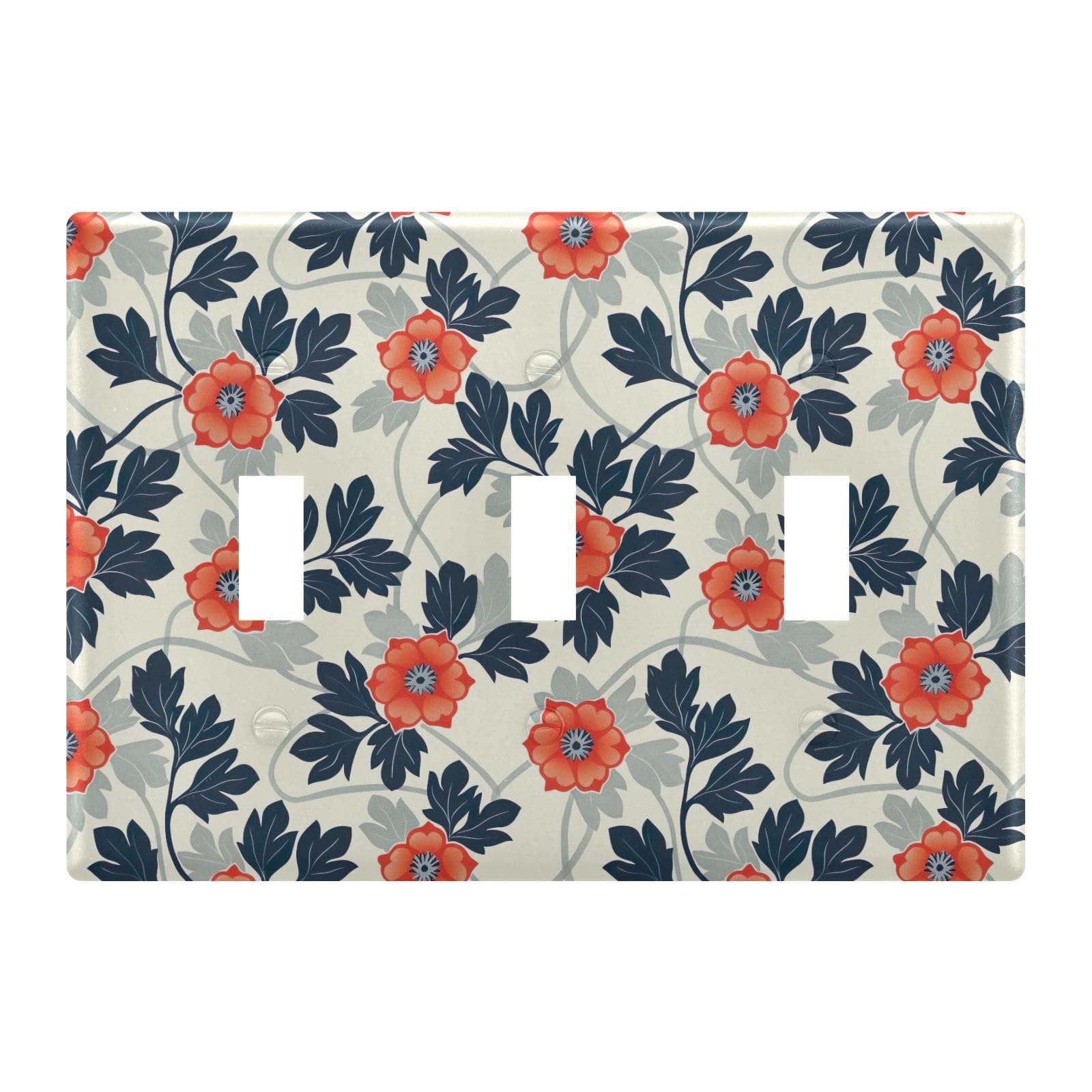 Light Switch Cover Pink Flowers Floral Wall Plates for Electrical Outlets 3 Gang 202b5342