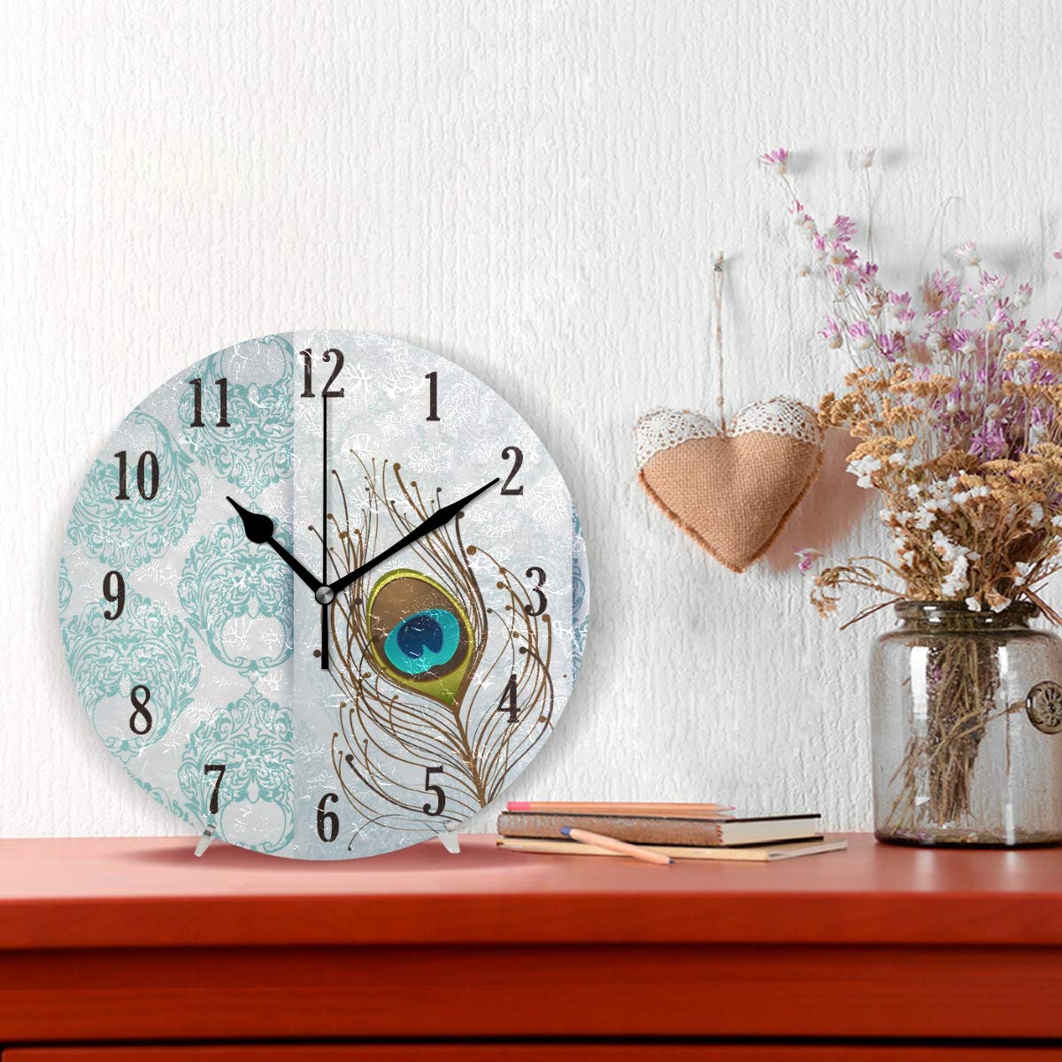 Mnsruu - Orologio da parete rotondo a forma di gnomi, silenzioso, senza ticchettio, per camera da letto, soggiorno, ufficio, scuola, decorazione per la casa
