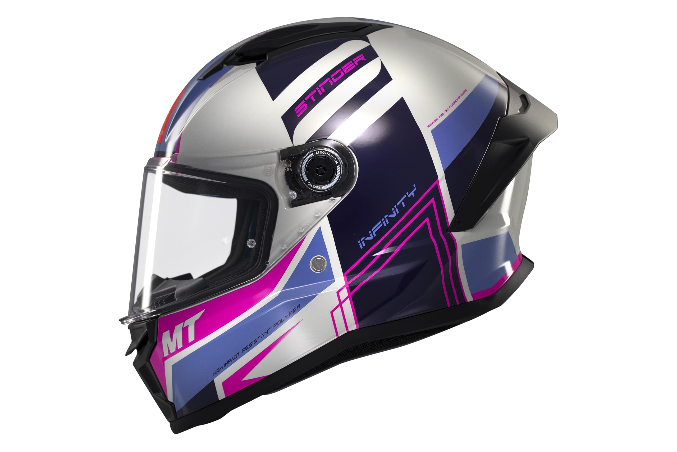 MT Helmets Stinger 2 – Casco Moto Integral Deportivo con Pantalla Antivaho Compatible con Pinlock, Visor Solar Full Vision, Interior Lavable y Calota HIRP | Homologado ECE 22.06 & DOT