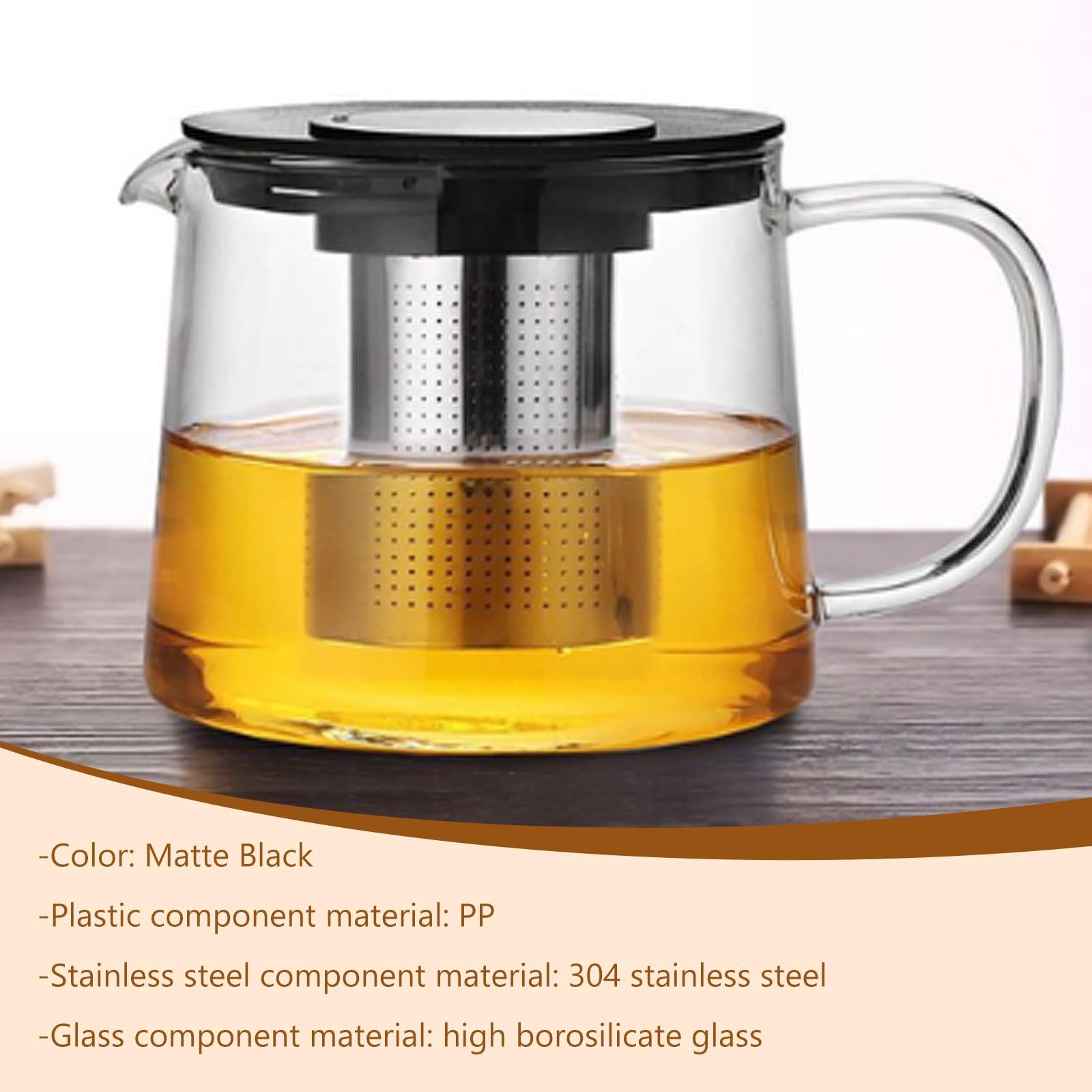 1.5L Glaskanne mit Sieb, Teekanne Glas Teekanne Mit Siebeinsatz, Hitzebeständige Glasteekanne, Glas Teapot, Ideal für Lose Blätter und Kräutertee und Saft, 21,5 x 15 x 13,5 cm