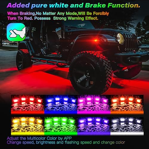 Miniatura 3 de Luces LED de roca blancas R4 16 piezas para camiones todoterreno, ATV, UTV, SUV, RZR, luz blanca subterránea, luces blancas de alta potencia, luz