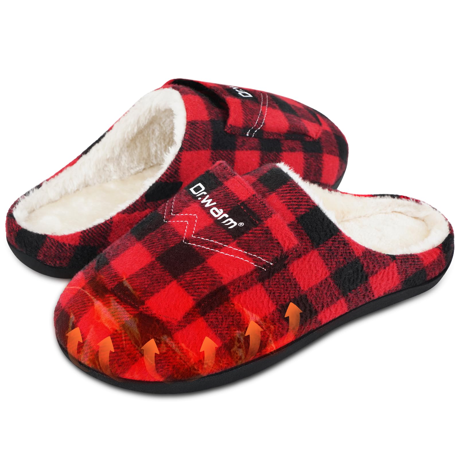 Dr.warm Heated Slippers, Electric Heating Slipper Unisex Heating Foot Warmer Winter Electric Plush Heating Shoes with Rechargeable Battery Feet Warmers for Women Men
