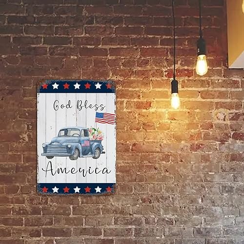 Miniatura 6 de Letreros de hojalata del Día de la Independencia, letrero de aluminio elegante para decoración del 4 de julio, letrero de placa de metal, Día
