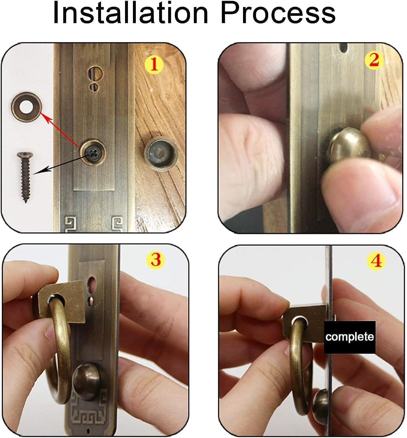 Door Knocker, Door Knocker Brass Door Knockers, Minimalistic Design Bronze Knocker Furniture Cupboard Pull Handle, Indoor Front Door Knocker, Easy to Install