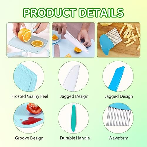 Miniatura 2 de GzfunTeng Juego de 6 cuchillos para niños, cuchillo de seguridad para niños, incluye cuchillos seguros para niños, tabla de cortar, cortador de