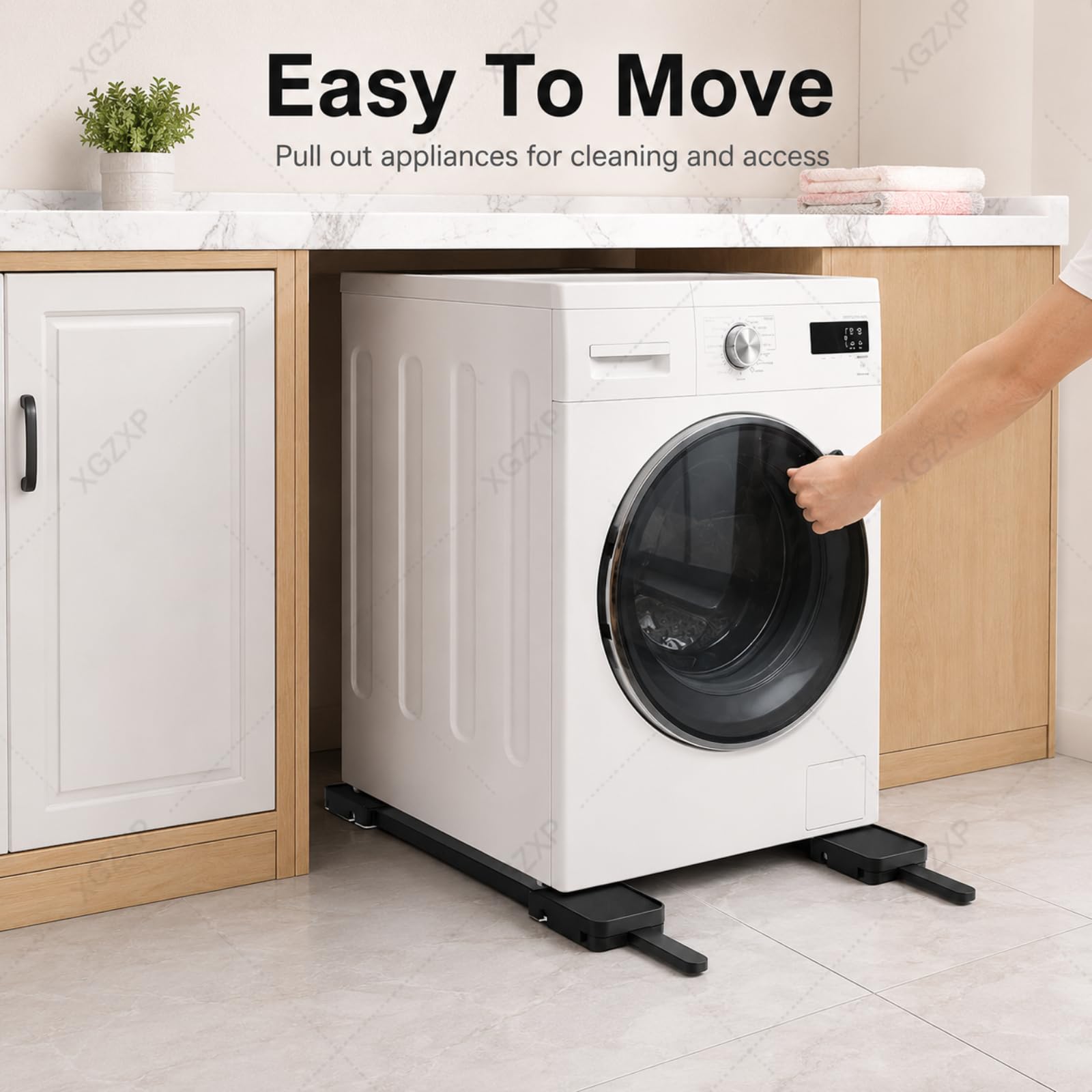 Elevador O Bajador De Pedestal para Lavadora Y Secadora, Soporte Ajustable para Muebles, Soporta hasta 250 Kg, Soporte Doble De 23,6 Pulgadas, Compatible con Lavadoras, Black