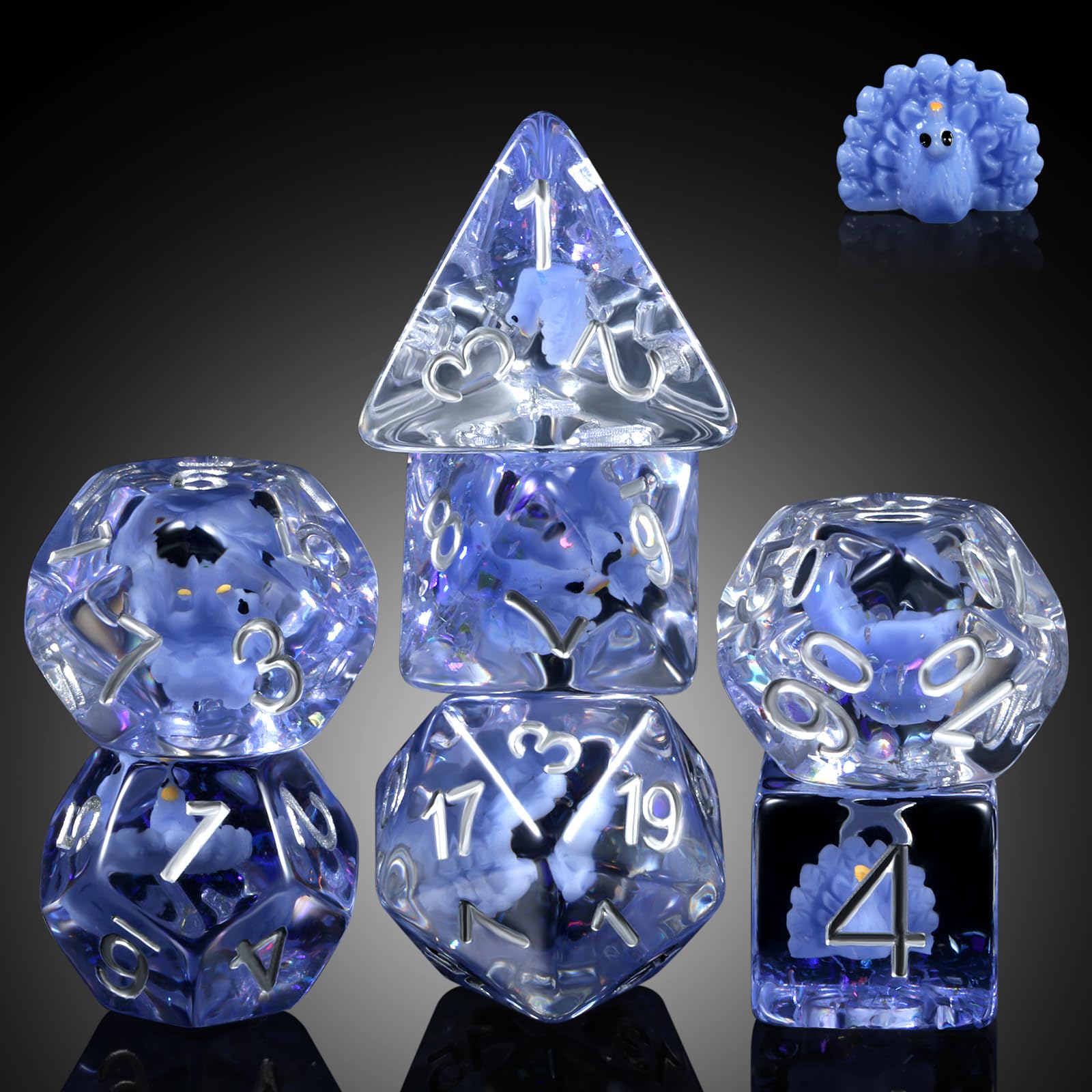 Peacock DND Dice, DNDND Resin Dice Set with Velvet Bag for Dungeons and Dragons D&D Role Playing Games and Tabletop GamesPeacock