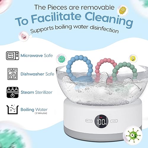 Miniatura 5 de O'doe Comedero de frutas | Chupete de frutas para bebés con 1 comedero y 3 pezones | Sin BPA, alimentador de alimentos para bebés y mordedor de