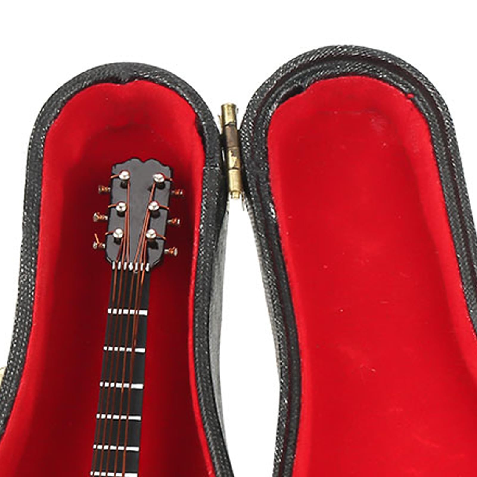 Guitarra de Madera en Miniatura, Modelo Hecho a Mano, Mini Adorno Musical, con Soporte para Guitarra y Caja de Almacenamiento, para Decoración de Escritorio y Oficina en el
