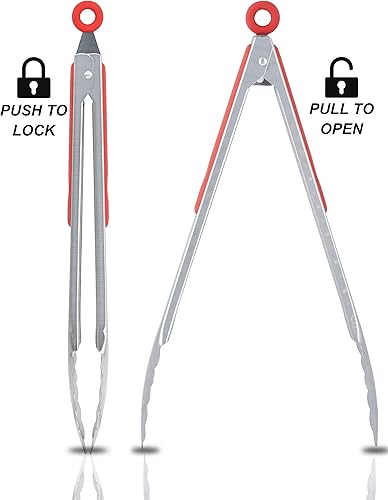 Miniatura 6 de Anaeat Pinzas de barbacoa resistentes de alta calidad para parrilla de cocina y barbacoa, pinzas de bloqueo de acero inoxidable antideslizantes de