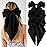 Velscrun 3Pcs Hair Bows for Women Black Hair Bow Big Hair Bows Clips for Girls Silky Satin Large Hair Ribbons Oversized Long Tail Hair Bows Hair Barrettes Hair Accessories Christmas Gifts