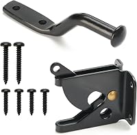 Qualihome Self-Locking Automatic Gravity Lever Fence Gate Latch - Heavy Duty Steel Black for Secure Pet & Baby Protection