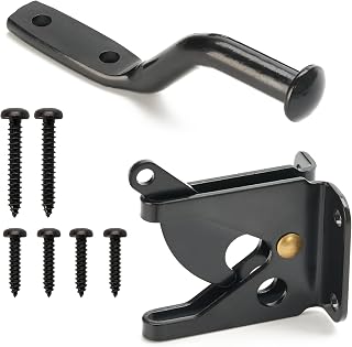 Qualihome Self-Locking Automatic Gravity Lever Fence Gate Latch - Heavy Duty Steel Black for Secure Pet & Baby Protection