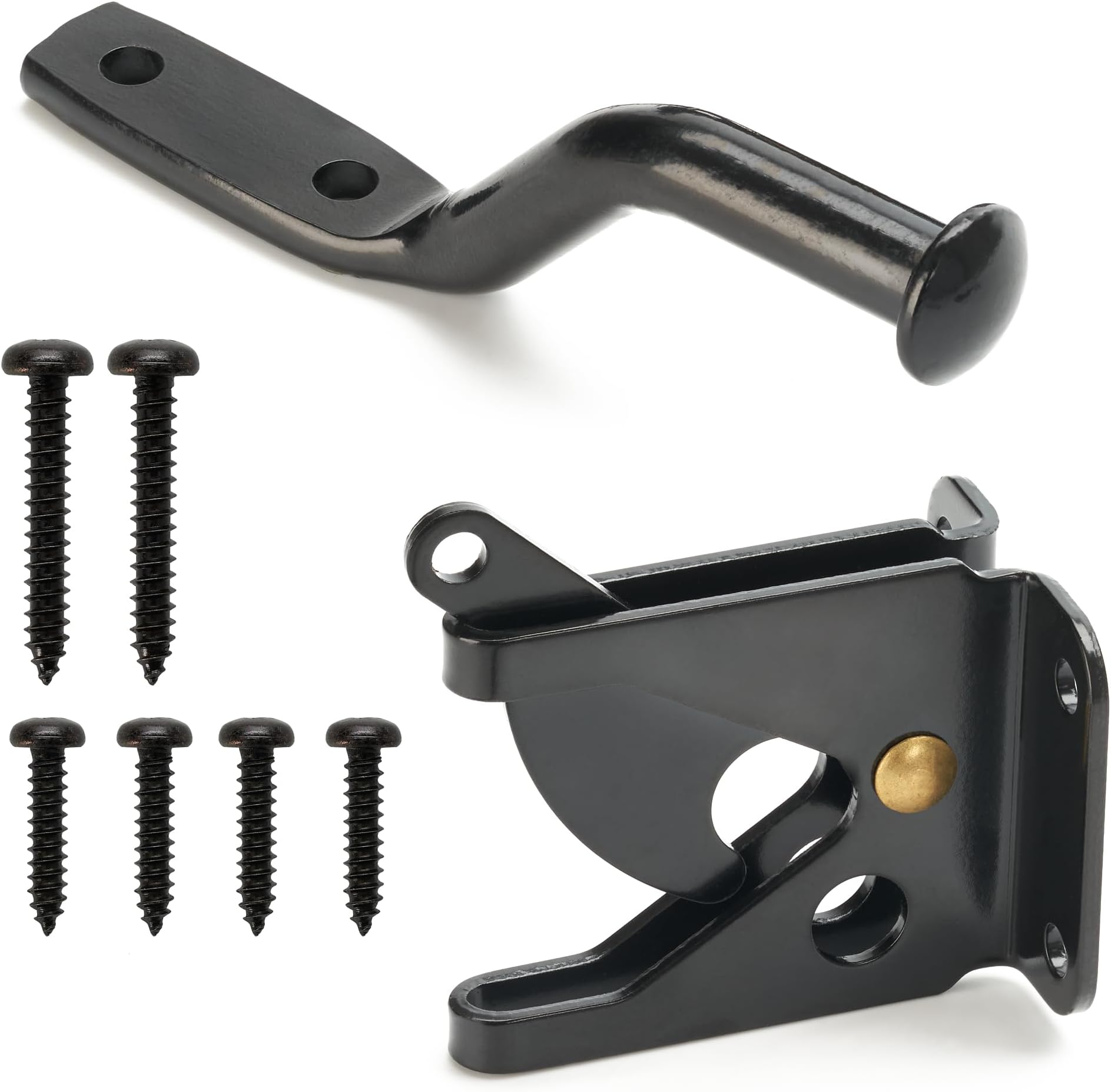Self Locking Automatic Gravity Lever Fence Gate Latch, Steel, Black
