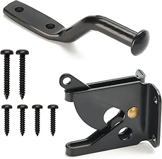 Self Locking Automatic Gravity Lever Fence Gate Latch, Steel, Black