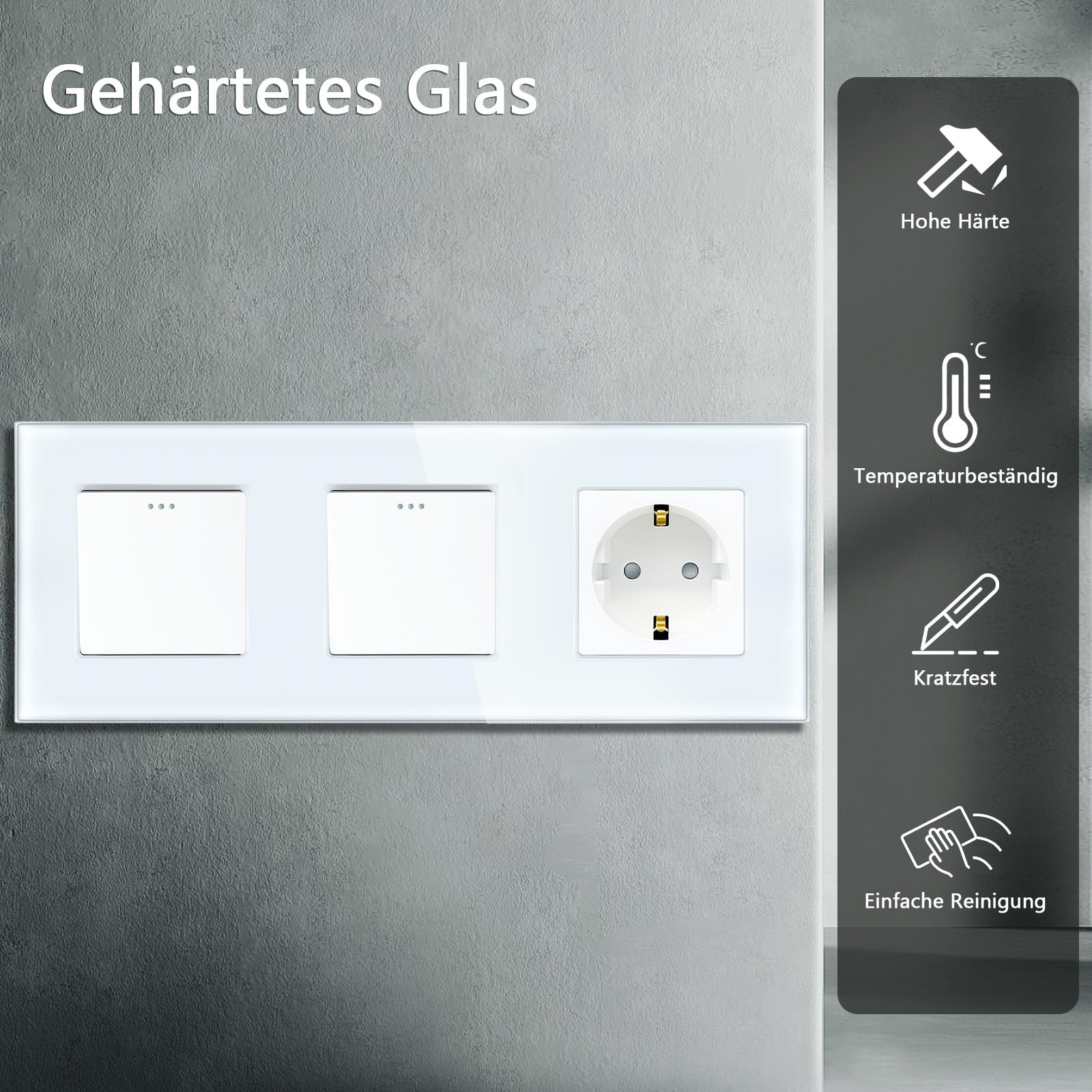 Interrupteur à Bascule 2 Compartiments 1 Voie En Verre