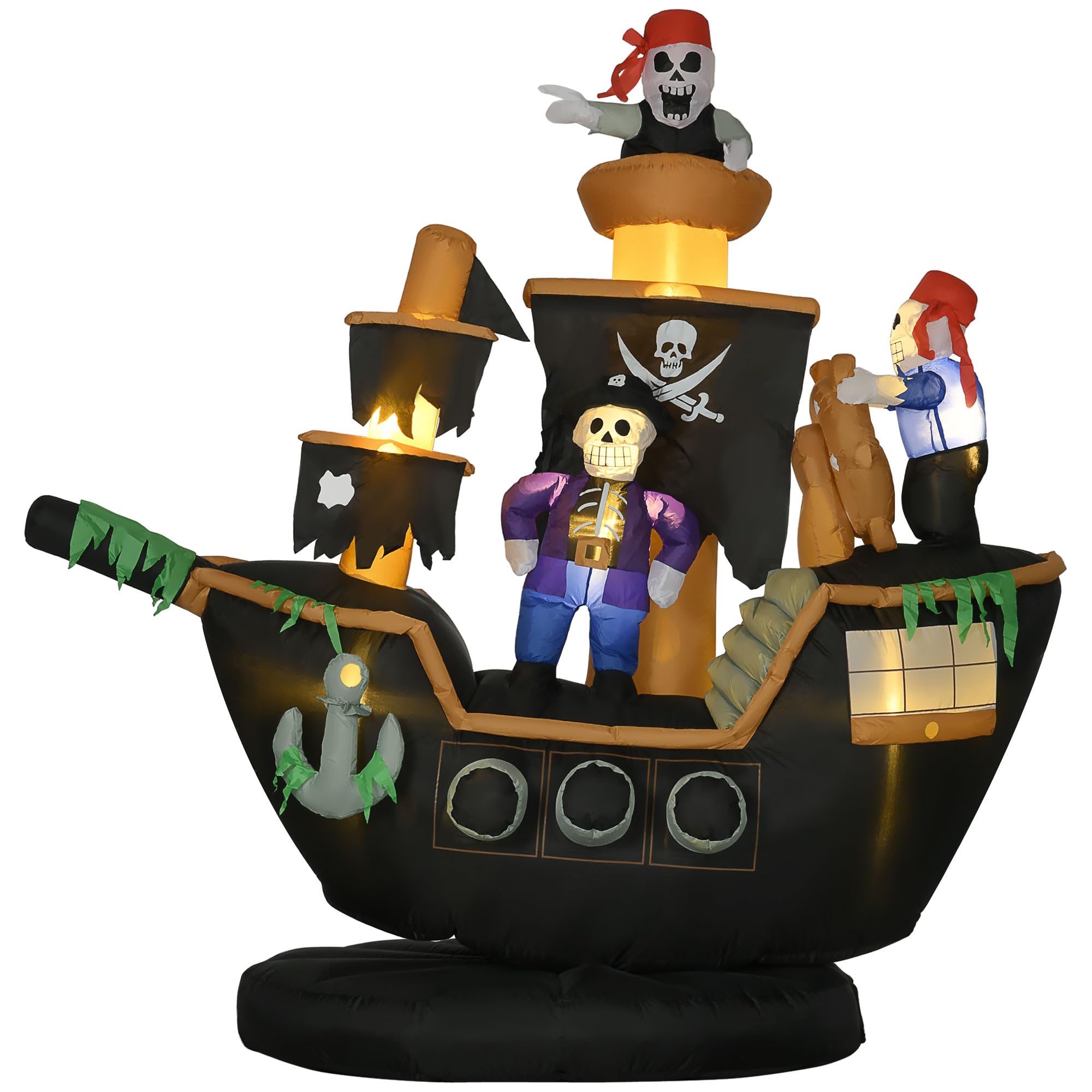 Amazon.com: HOMCOM 7ft Halloween Inflatables, Skeleton Pirate Ship ...