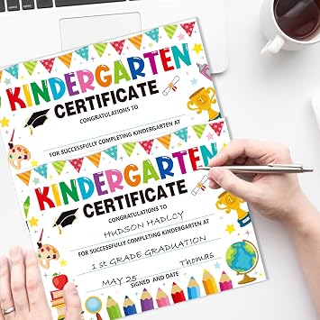 30 Pieces Kindergarten Graduation Certificates Kindergarten Colour Graduation Diplomas kindergarten Graduation Supplies Children's Student Achievement Awards 8.5 x 11 inches (white)