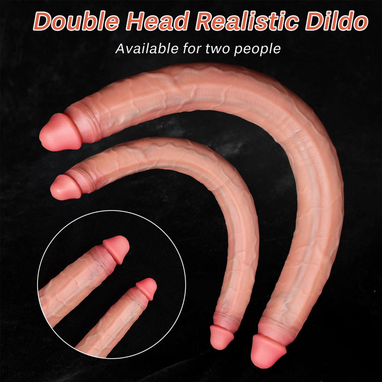AMAZBEE Dildo a doppia testa Dildo realistico in silicone flessibile per coppie Giocattolo per adulti a forma di pene a doppia estremità per donne uomini uso lesbico (M,1)