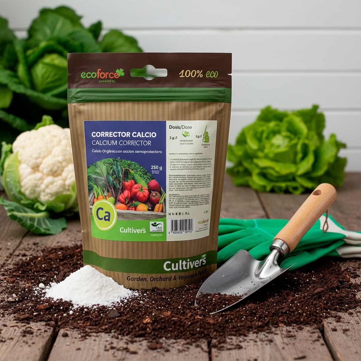CULTIVERS Abono de calcio ecológico 5 kg | Fertilizante soluble para cultivos hortícolas, frutales y árboles | Aporte de calcio para suelo y aplicación foliar