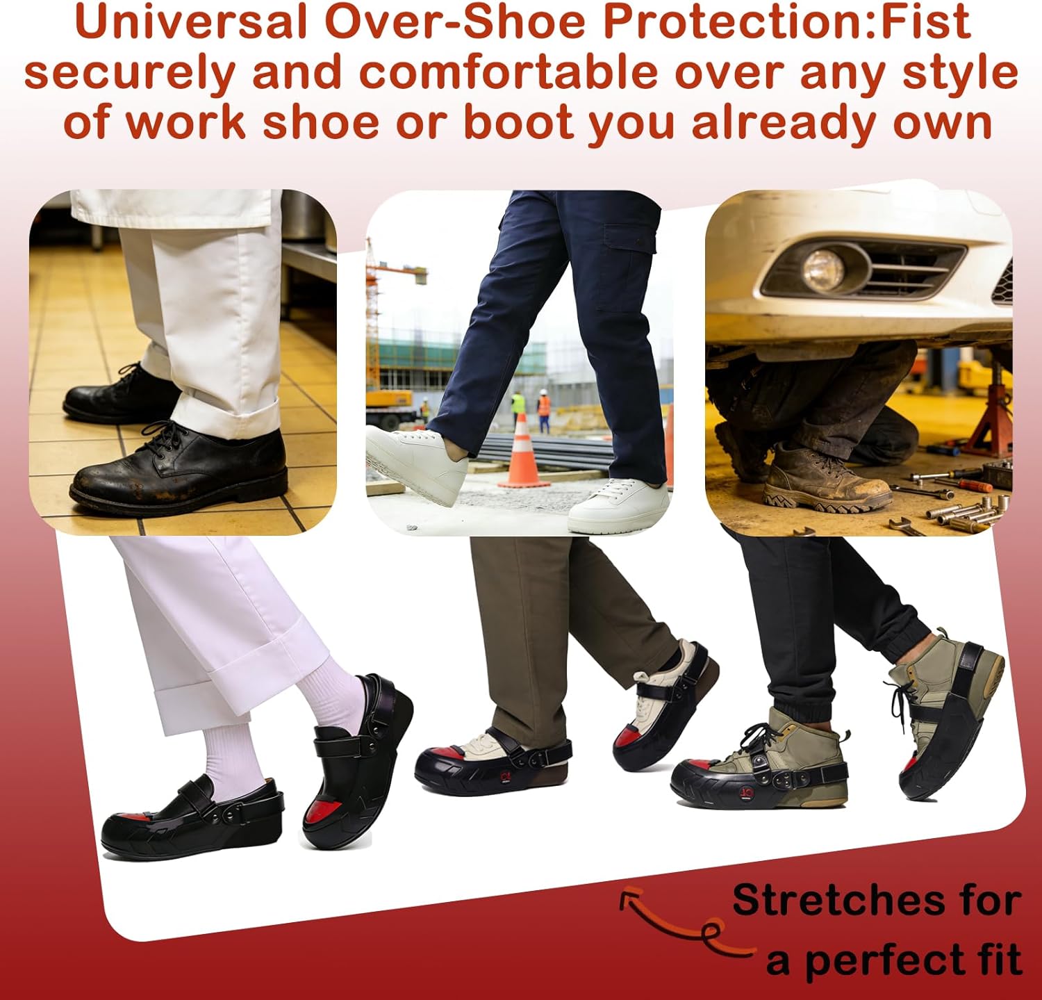 Slip Resistant Steel Toe Covers by CinchLynx - Oilproof & Cold Resistant Overshoes with Titanium Toe Cap, CE/ASTM Certified for Manufacturing Safety Kitchen Back Area Construction (Sizes M(US5.5-9.5))