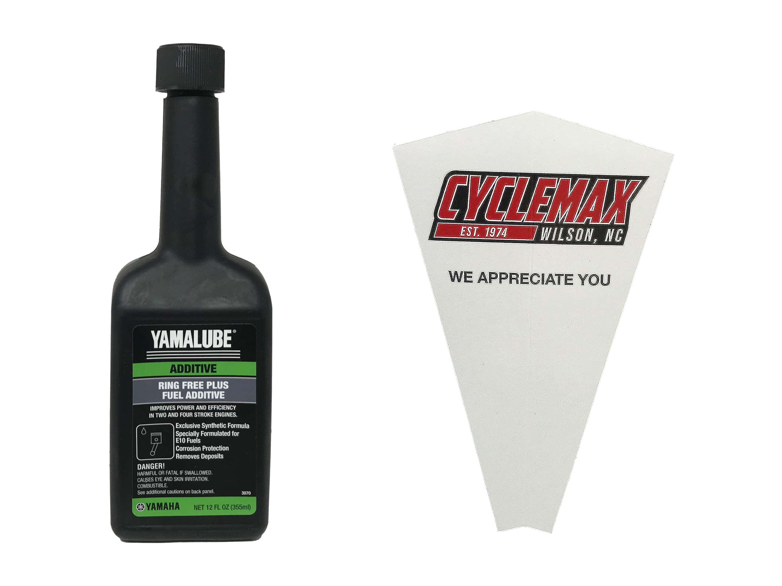 CYCLEMAX One Pack Compatible with Yamaha Ring Free Plus Fuel Additive ACC-RNGFR-PL-12 Contains One 12oz Bottle and a Funnel