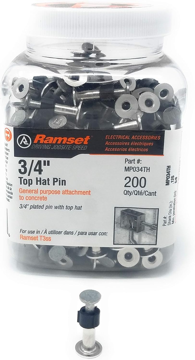 3/4" Top Hat Pin For Ramset T3SS, E150/T150, R150, & Others (200 Pack) ~ MPO34TH