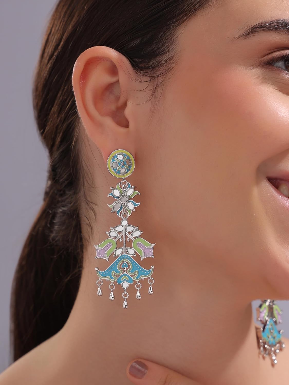 Color Blast Fleeting Flora and Fauna Brass Dangle Earrings, Inspired by Nubian Wildlife - Image 2