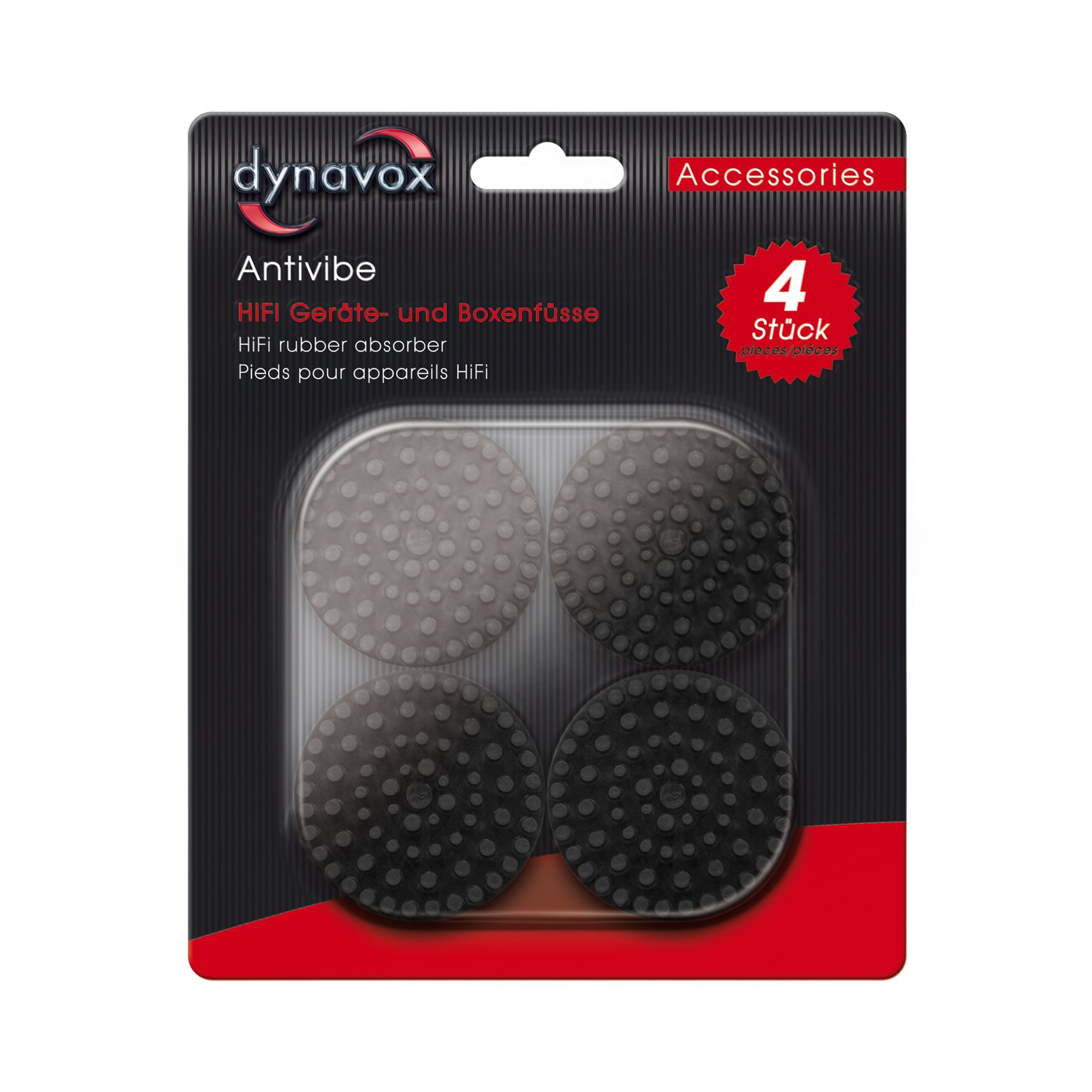 Dynavox Antivibe gumowe nóżki do urządzeń i boksu, okrągłe 53 mm, zestaw 4 sztuk