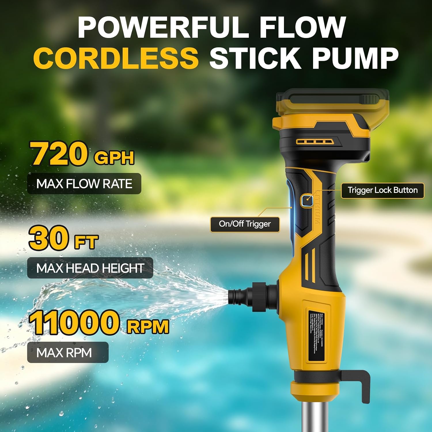 Cordless Stick Transfer Pump Compatible with Dewalt 20V Battery