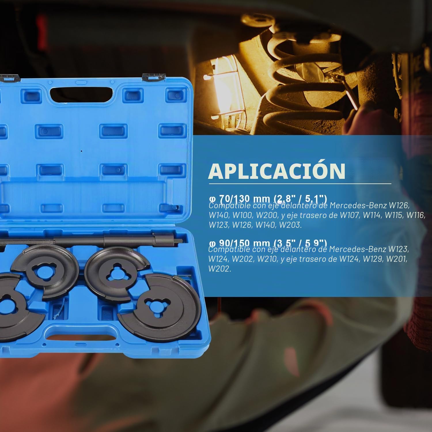 FreeTec Conjunto de Herramientas de reparación de compresor de Muelle helicoidal de suspensión Compatible para Mercedes Benz