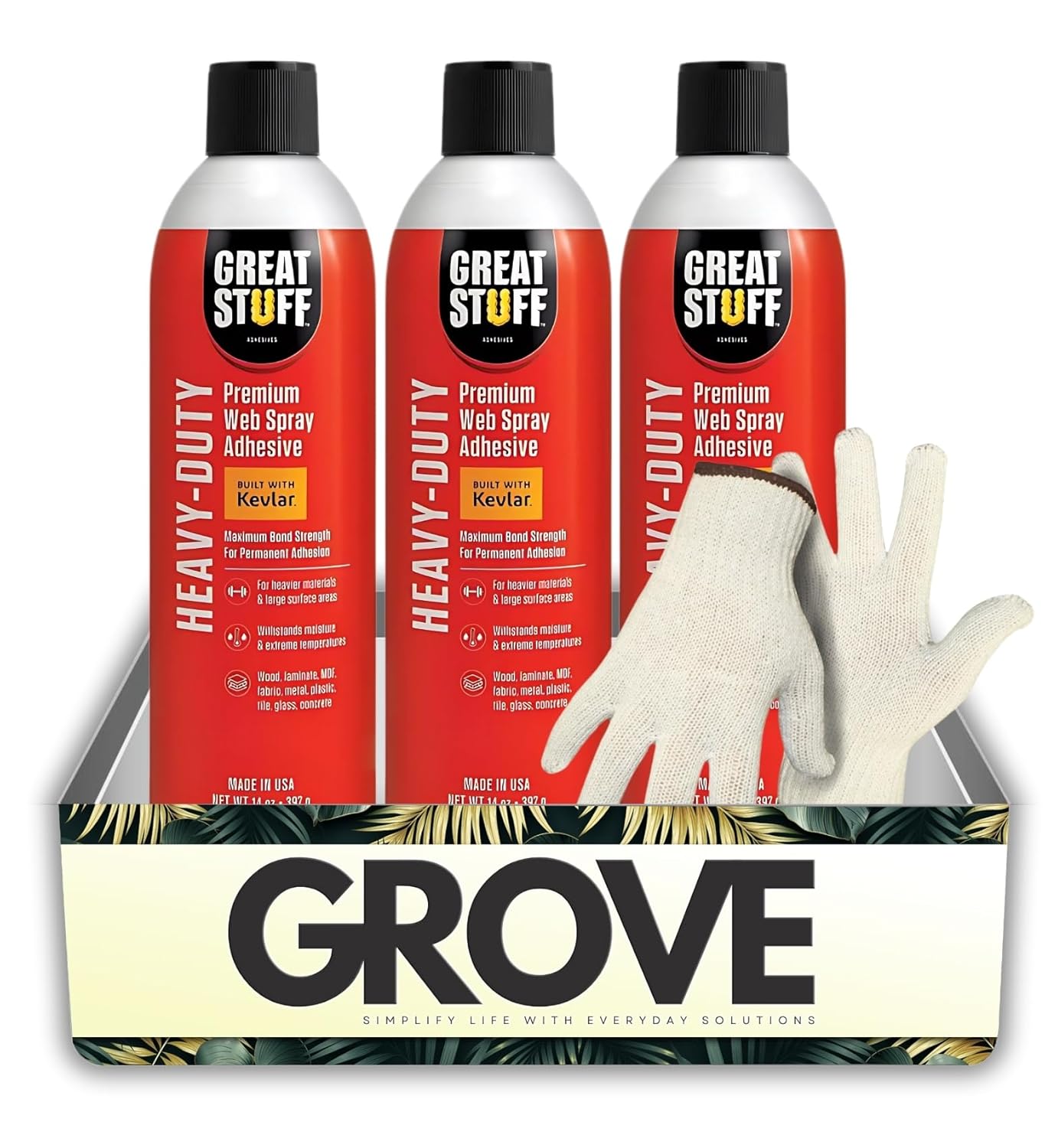 3X Great Stuff Pro 14 oz Bundle with Work Gloves – Kevlar Formula Resists Heat, Chemicals & Bonds Heavy Materials for Tough Jobs – Gift Set (4 Items)