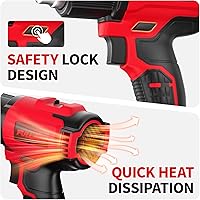 Vista 5 de Pistola de calor inalámbrica, calentamiento rápido máximo de 1022°F (550°C), kit de pistola de aire caliente ligera con baterías de 2 x 4.0 Ah y 5