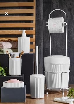 6 Par a Modern Banyo Seti,  p Kovas , Tuvalet Ka tl , Tuvalet F r as , S v  ve Kat  Sabunluk, Di  F r al k Dahil, Banyo Aksesuarlar  BEYAZ